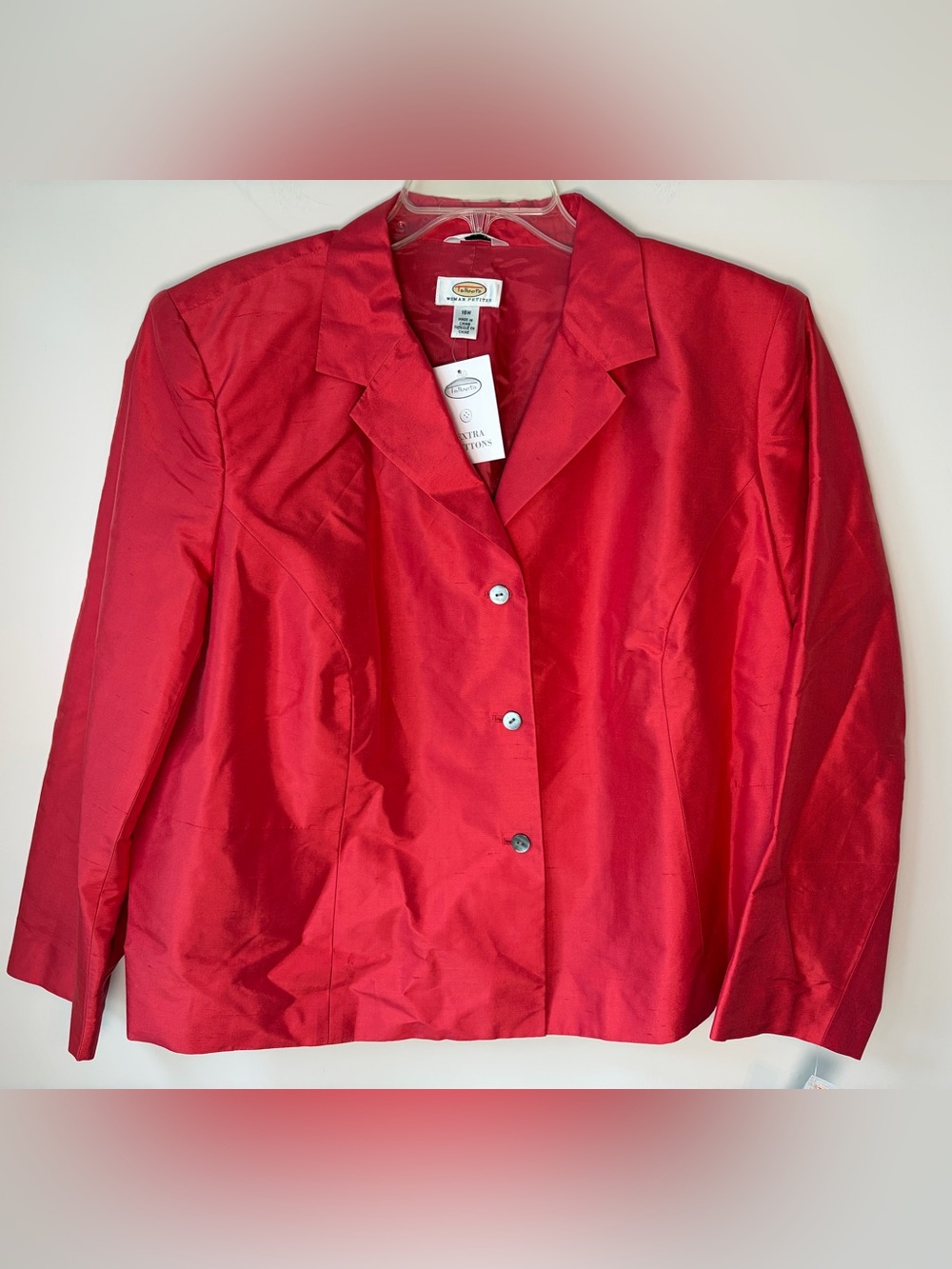 NWT Talbots Silk Blazer Jacket Womens 18W Red Classic Cocktail Holiday